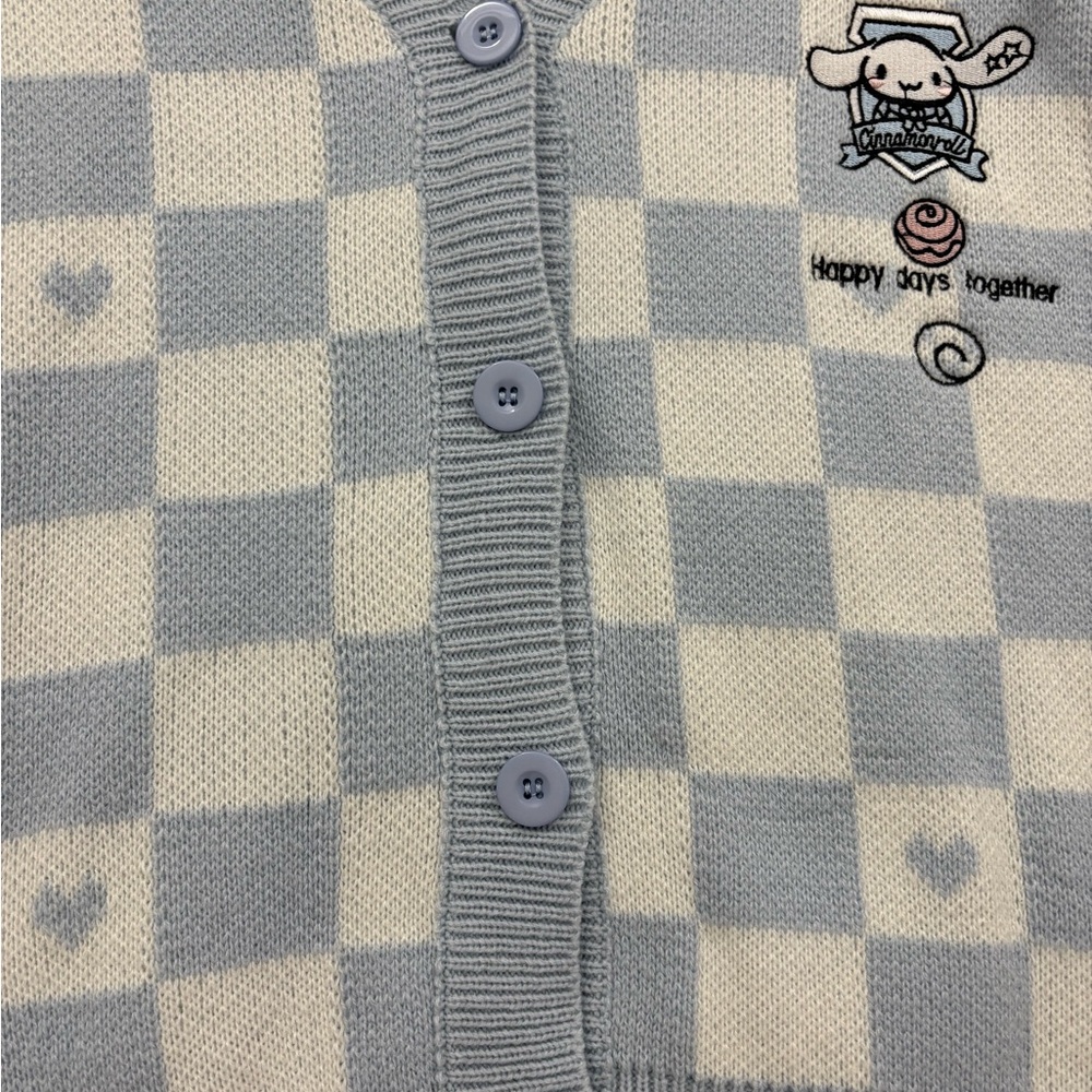 Sanrio Blue and White Checkered Cardigan Cinamonroll - Picture 3 of 8